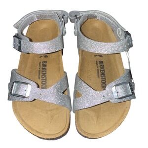 Birkenstock Toddler Girls Size 28 10 10.5 Silver Glitter Rio Sandals